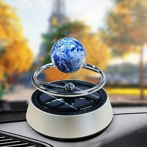 Solar-Powered Rotating Globe with Silver Base Car Sent